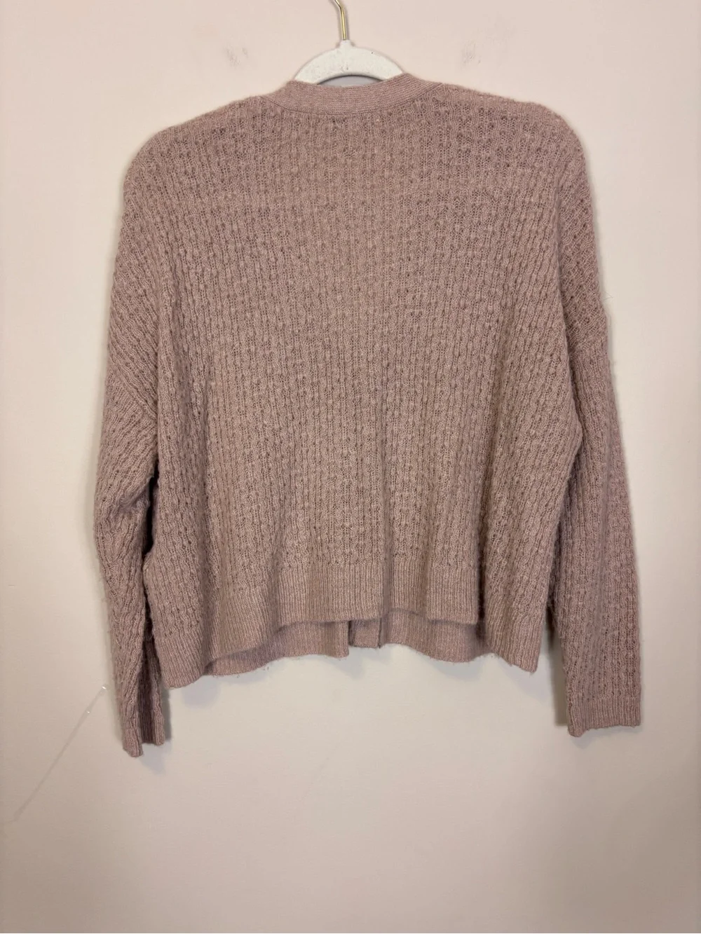 Madewell Textured V-Neck Button Front Cardigan Sweater Light Brown/Blush Small